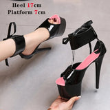 Colors Sandals Ladies Summer Modern Women's Shoes Ankle Strap Heels Pole Dancing Platform Nightclub 17CM Super High