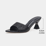 Breakj Summer New Soft-Skinned Water Drill Alien Heel Exposed Toe Cool Slippers Women's Heel Sharp Sandals Women's