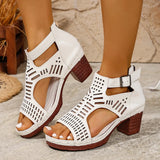Breakj Coarse-Heeled Sandals Women In The Summer Of 2025 New TEUM Explosion With Hollow