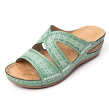Breakj Cool Slippers Roman Women's Slope And Fish Mouth Thick-Soled Large-Size Shoes Multi-Color Embroidered Cool Drag