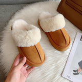 Slippers Women Winter Plush Sandals Luxury Slip on Platform Slides Female Thick Sole Designer Cotton Home