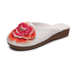 Breakj Summer New Embroidery Flowers Flat Bottom Fat Feet Wide Feet Embroidered Cloth Shoes Wear Female Cloth