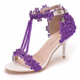 Breakj Cm Light Mouth With Sandals Fine Heel Sandals White Lace Wedding Shoes Famous Wind High Heel