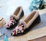 Breakj Single Shoes Cotton Shoes Pointed Shoes Muller Shoes Fashion National Style Women's Single Shoes Embroidered Cloth
