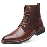 Breakj Men's Casual Martin Boots Men Plus Down Leather Shoes Plus Size Men's Shoes Fashion Cotton