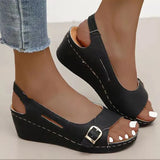 Women Sandals Slip On Wedge Heels Sandals Summer 2023 New Wedges Shoes Women Soft Heeled Sandals Female Elegant Sandalias