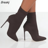 Sock Boots Sexy Knitting Stretch High Heels For Women Fashion Shoes Female Autumn Thin Heel Ankle Botas De Mujer