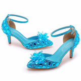 Breakj Cm Large-Size Sandals Fine Heel Head Crystal Glass High Heel Sandals Champagne Gold Banquet Dinner Women's