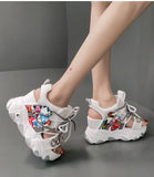 Platform Sandals Women 2020 Summer Breathable Rhinestones High Heels Ladies Shoes Height Increasing 8.5cm Women