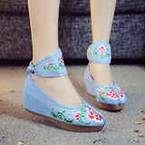 Breakj Heels Single Shoes Dance Shoes Embroidered Cloth Shoes Inside The High Slope And Spring And Autumn Women's Shoes Ethnic