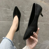 Size Soft Leather Shallow Mouth Pointed Thick Heel Shoes Women 2023 New Spring Autumn Snakeskin Pattern High Heels
