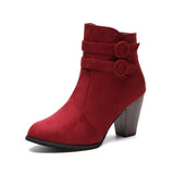 Plus Size Autumn / Winter New Frosted Martin Boots Women's Belt Buckle Thick Heel Ankle