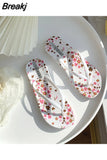 Women Beach Flip Flops Flat Outside Seaside Beach Fruit Cartoon Sandals Flip-flops Outdoor Slides Summer Home Bathroom