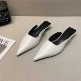 New Low Heel Slippers Summer Close Toe Outdoor Mules Casual Pumps Street Style Mum‘s Sandal Slip On Half Slippers