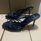Breakj Home 2025 New Women's Shoes French Retro Pointed In The Fashion Soft Leather Niche Design Feel Cat And Sandals