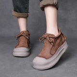 Breakj Cow Skin Retro Martin Boots Autumn And Winter New Round Head Tie And Ankle Boots Leather Leisure Short Boots