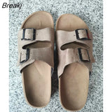 Women's Vintage Slippers Thick Bottom Retro Flat Sandals Buckle Strap Outside Summer Woman Shoes Ladies Slides Female