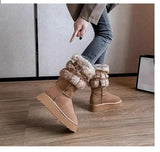 Women Boots Winter Keep Warm Quality Mid-Calf Snow Boots Ladies Lace-up Comfort Slip-resistant Shoes Booties Chaussures