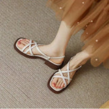 Breakj Head Beauty Flat Shoes 2025 Summer New Cross-Tieing Solid Color Women's Shoes Korean Version Of Temperament Fashion