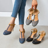 Breakj High-Heeled Shoes Fashion Hollow Thighs Buckle With Thick Women's Singles Shoes Light Mouth Sandal
