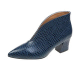 Women's Ankle Boots 2023 New Pointy V-neck Patent-leather Women High Heels Simple Versatile Commuting Office Female