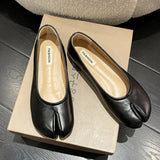 Ninja Shoes Woman Microfiber Leather Comfy Flats Split Toe Slippers Soft Bottom Loafers Brief Ladies Trotter