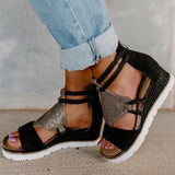 Sandals Leopard Wedge Heels Sandals Soft Bottom Platform Sandals For Summer Shoes Women Wedges Chaussure Femme Plus