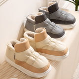 Leather Waterproof Snow Boots for Women Winter Thick Warm Plush Platform Ankle Boots Thick Sole Non Slip Cotton Padded
