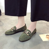 Breakj New Suede Fashion Metal Button Bean Shoes One Foot Pedal Lazy