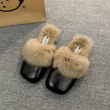 Breakj Red Explosion Bag Head Hair Slippers Women Wear Plus Plus Velvet And Anti-Slip 2025 New Autumn And Winter Plush Warm Cotton