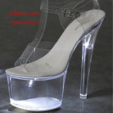 34-43 Nightclub LED Light High Heels Sandals Luminous Shoes Catwalk Pole Dancing Shoes Crystal Clear Platform