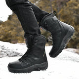 Combat Boots Men's Large-Size Outdoor Plus Velvet Warm Snow Boots Men's High-Top Cotton Shoes Couple Climbing