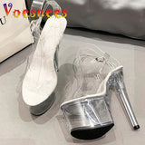 Show Stripper Heels 17 20cm Clear Shoes Women 2023 New Platform High Heels Sandals Female Transparent Sexy Open Toe