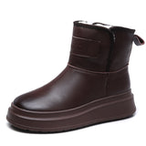 Breakj Integrated Head Layer Of Cowhide Warm Snow Boots Women Winter New Plus Velvet Thick Cotton Shoes Wool Leather