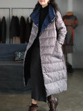Winter Lapel Double Sided Down Long Jacket Women 5XL Double Breasted Warm Splicing Outwear New Loose White Duck Down