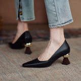Beige Leather Women Pumps Sexy Pointed Toe Chic Stylish Office Lady Working Shoes 6cm Strange High Heels