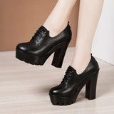 Head Deep Mouth Single Shoes 2023 Autumn And Winter New Waterproof Table Thick Heels Thickened Large Muffin Women's