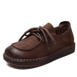 Breakj Layer Of Cow Leather Hand-Retro Single Shoe Women 2025 Spring New Comfortable Soft-Soled Casual Shoes Round Leather Women's