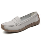 For Women 2023 Summer Leather Slip On Beige Casual Walking Ladies Shoe Fashion Non-Slip Soft Sole Loafers Zapatos