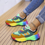 Size Casual Single Shoes Rainbow Sole Fashion Tie Fly Weave Breathable Leisure Sports Spot Single Shoes