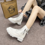 Breakj Boots Women 2025 Autumn And Winter New British Wind Coarse And Velvet Locomotive Boots Fashion Double Zipper Leisure Martin