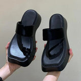 Women Slippers Sexy Clip Toe Shoes 2023 Summer NEW Platform Flip Flops Sandals Beach Slides Indoor Zapato Mujer Black