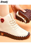 Spring Women Shoes Platform Loafers Lace Up Sneakers Casual Vulcanized Solid Mom Flats Mujer Zapatos Chaussure