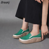 Women's Summer 2023 Autumn New Women's Shoes Round Toe Retro Thick Bottom Slip-on Casual Small Leather