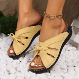 Breakj Bow Slope And Flat-Bottomed Cool Slippers 2025 New Solid-Color Fish Mouth Hollow Hole