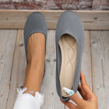 Toe Flats for Women Comfortable Knit Ballet Flat Shoes Casual Slip on Shallow Shoes Office Boat Shoes Plus Size