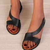 Breakj New Roman Wind Large-Size Fish Mouth Type Flat-Soled Sandals Exposed Toe Women's