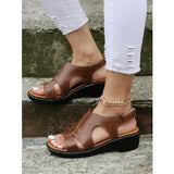 New Summer Sandals Velcro Stitches Hollowed-Out Thick Soles With Large Open-Toed Casual