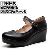 Breakj High-Slope Single-Shoe Round Cheongsam Shoes Shallow Walking Shoes Waterproof Table Thick-Soled Size 43 Magic Sticker Women's