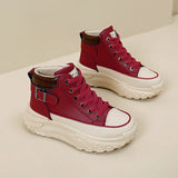 Women High Top Boots 2024 Spring Lace-up Platform Sneakers Non-slip Sneakers Comfy Outdoor Running Shoes Casual Tenis De